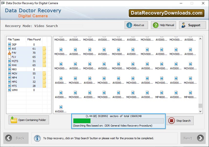 Files searching process is in progress