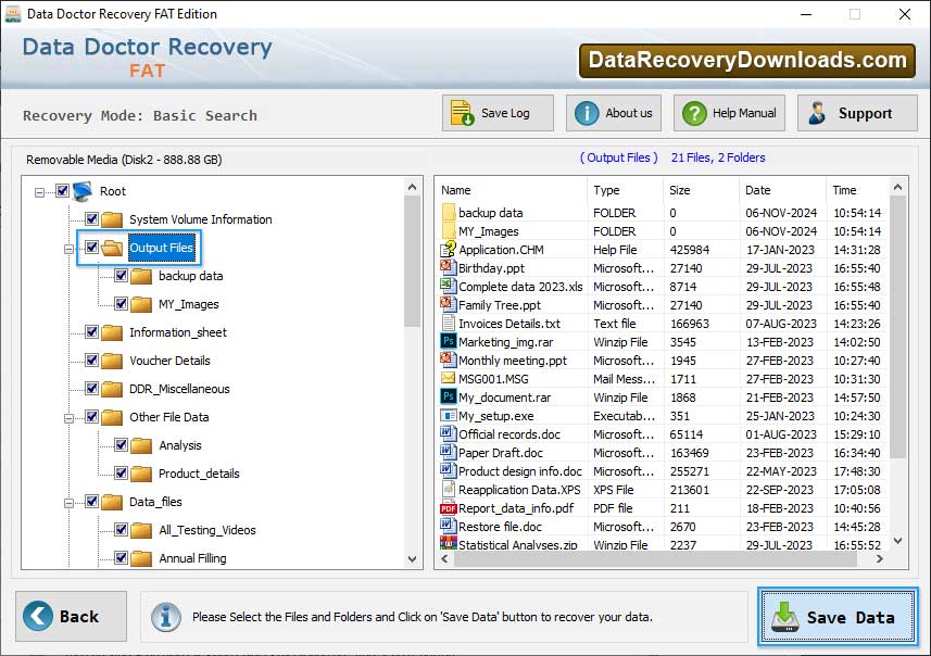 Save recovered data