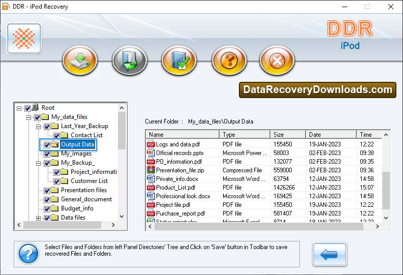 Save recovered data files