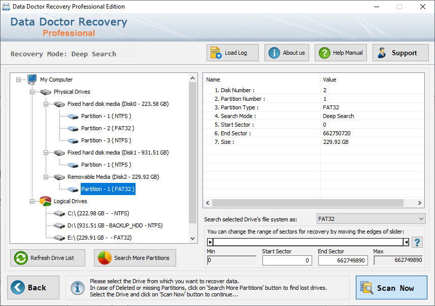 Select Search More Partition