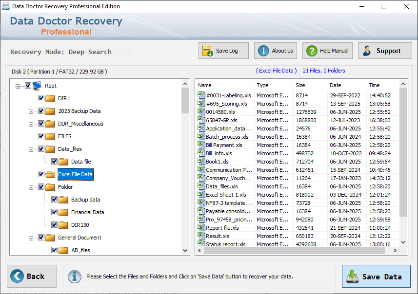 Save recovered data files